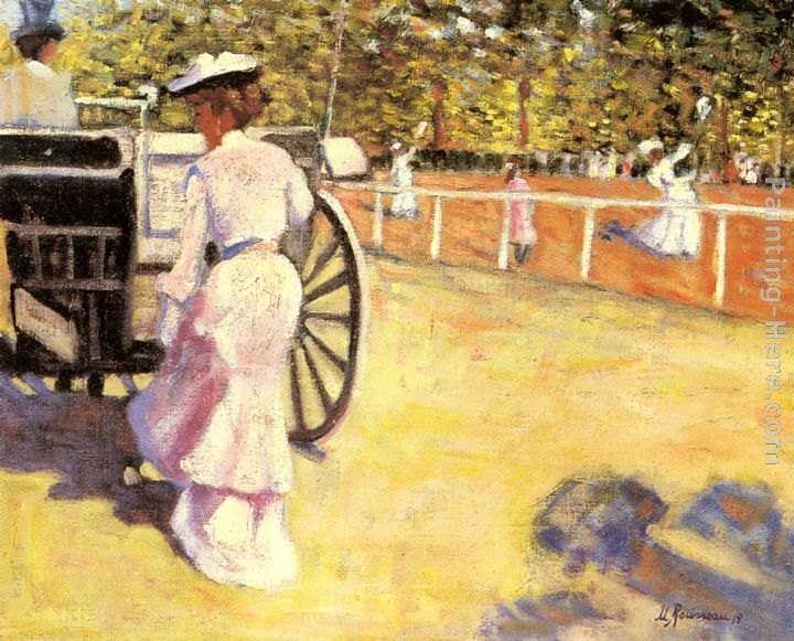 Marguerite Rousseau An Elegant Lady Entering a Coach